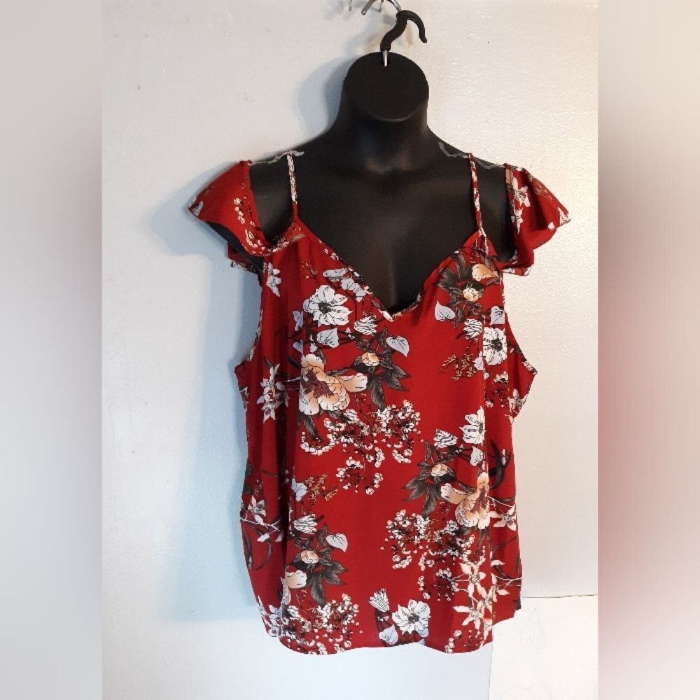 Shein spaghetti strap flutter sleeve blouse